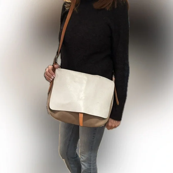 ✨MASSIMO PALOMBA Crossbody Satchel Messenger Bag in Suede & Distressed Leather